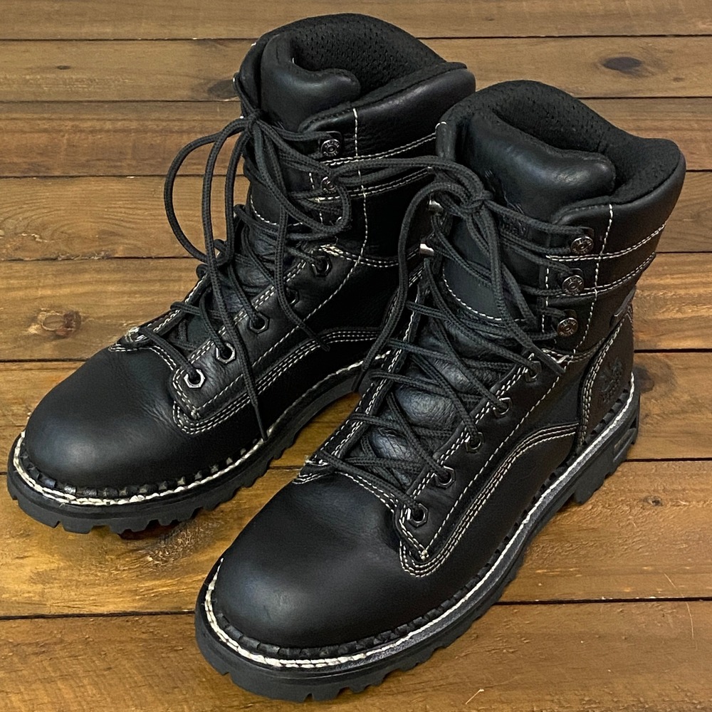 Georgia Boot Womens 7 Inch Waterproof Leather Work Boots Black GB00484 Size 6M